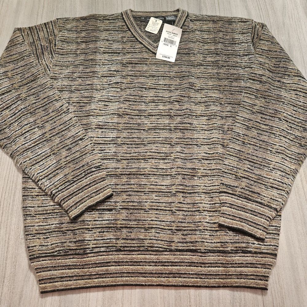 Vintage Jhane Barnes NWT Men's Sweater Colorful L Wool Blend‎ Grandpa Coogi Like